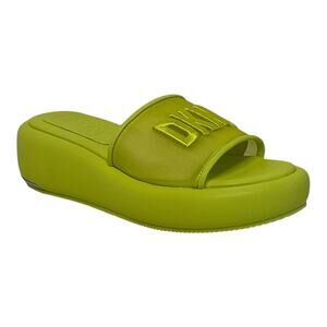 DKNY Women's Odina Slip On Platform Slide Sandals Greenish Yellow Size 5